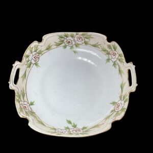 Vintage Nippon Morimura Hand Painted Nut Candy Dish Flowers Leaves Gold Trim